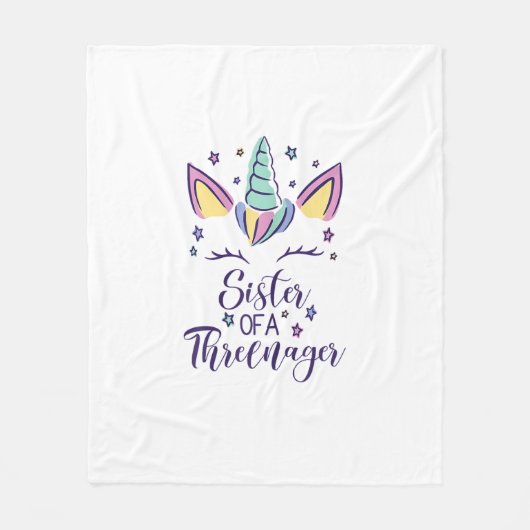 Schwester eines Threenager-Mädchens 3. Geburtstag Fleecedecke (Vorderseite)