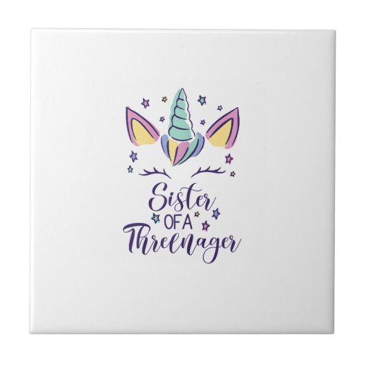 Schwester eines Threenager-Mädchens 3. Geburtstag  Fliese (Vorderseite)