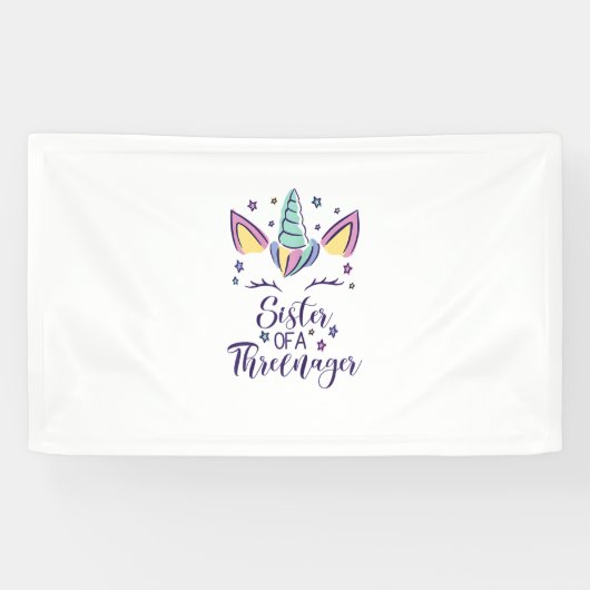 Schwester eines Threenagers Mädchen 3. Geburtstag Banner (Horizontal)