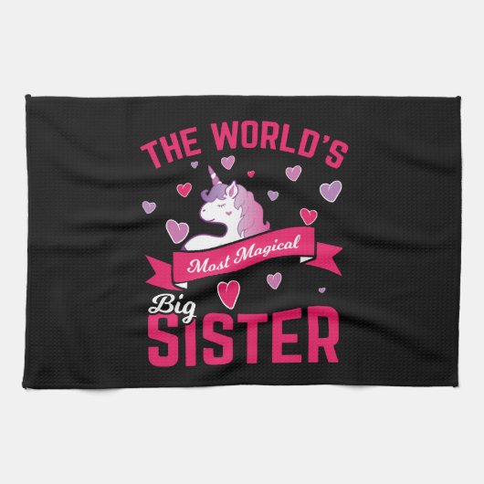 Schwester Einhorn Geschenk große Schwester Magisch Geschirrtuch (Horizontal)