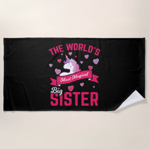 Schwester Einhorn Geschenk große Schwester magisch Strandtuch