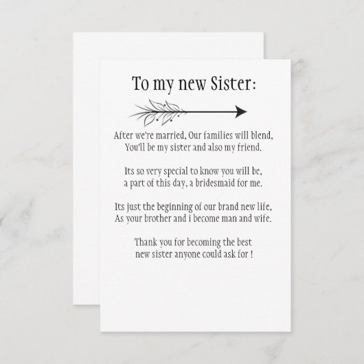 Schwester Einladung (Vorne/Hinten)