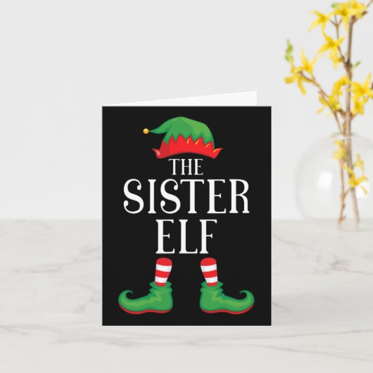 Schwester Elf Matching Group Xmas Funny Family Chr Karte (Gelbe Blume)
