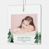 Schwester erste Weihnachten Rustikale Bäume 2 Foto Keramikornament (Links)
