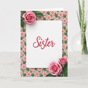 Schwester Floraler Blumenstrauß Karte