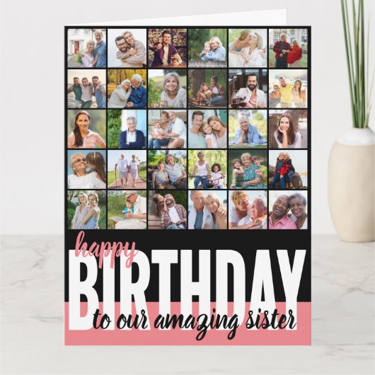 Schwester Foto Collage 31 Bild glücklich Geburtsta Karte (Vorderseite)
