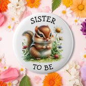 Schwester | Fox Woodland Themed Baby Dusche Button