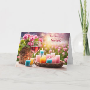 Schwester Frohen Muttertag Hübscher Wein Rosen  Feiertagskarte