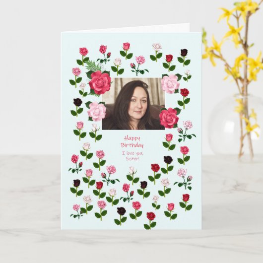 Schwester, Geburtstag, Rose Karte (Gelbe Blume)