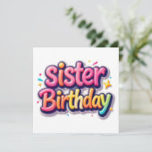 Schwester Geburtstags Regenbogen Blase Geschenk fü (Stehend Vorderseite)