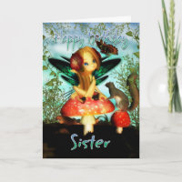 Schwester, Geburtstagskarte, Niedliche Kleine Fee