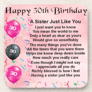 Schwester-Gedicht - 30. Geburtstags-Entwurf Untersetzer