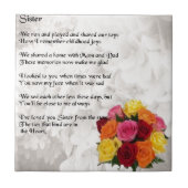 Schwester-Gedicht - Blumen Fliese (Vorderseite)