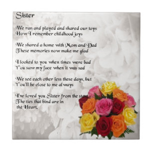 Schwester-Gedicht - Blumen Fliese