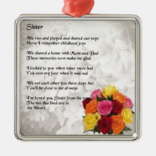 Schwester-Gedicht - Blumen Ornament Aus Metall (Vorne)