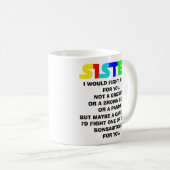 Schwester Geschenke, lustiges Schwester-Geschenk, Kaffeetasse (VorderseiteRechts)