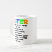 Schwester Geschenke, lustiges Schwester-Geschenk, Kaffeetasse (Vorderseite Links)