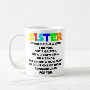 Schwester Geschenke, lustiges Schwester-Geschenk,  Kaffeetasse