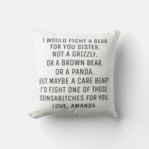 Schwester Geschenke, lustiges Schwester-Geschenk,  Kissen