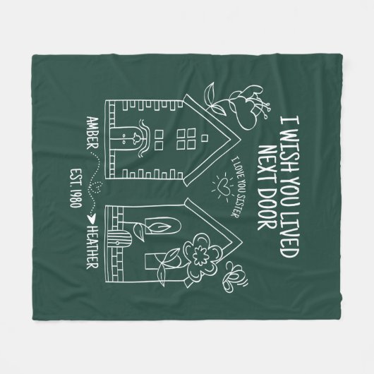 Schwester Gift Ich wünschte, Sie leben neben dem F Fleecedecke (Vorderseite (Horizontal))