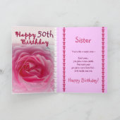 SCHWESTER - glückliche 50. - 59. Geburtstag - rosa Karte (Innenseite)