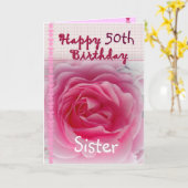 SCHWESTER - glückliche 50. - 59. Geburtstag - rosa Karte (Gelbe Blume)