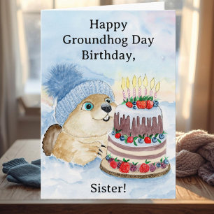 Schwester Happy Groundhog Day Geburtstag Karte