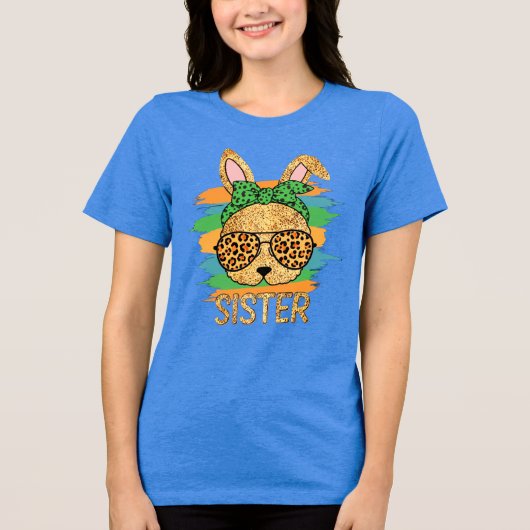 Schwester Hase mit Brille Maßgeschneiderter Kunstd Tri-Blend Shirt (Vorderseite)