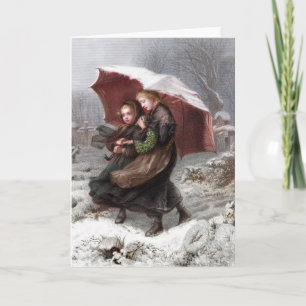 Schwester im Winter Feiertagskarte