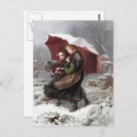 Schwester im Winter Postkarte (Vorne/Hinten)