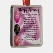 Schwester in Jura Gedicht - Happy Birthday Design Ornament Aus Metall (Rechts)
