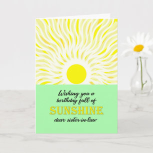 Schwester in LAw Birthday Bright Sunshine Card Karte