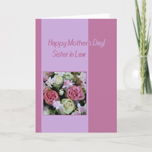 Schwester in Law Happy Mother's Day Rose Card Karte (Vorderseite)