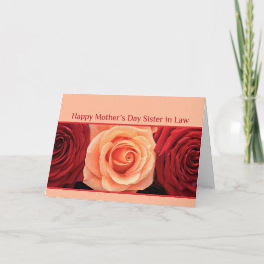 Schwester in Law Happy Mother's Day Rose Card Karte (Vorderseite)