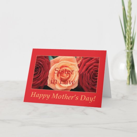 Schwester in Law Happy Mother's Day Rose Card Karte (Vorderseite)