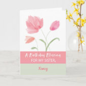 Schwester Individuelle Name Religious Birthday for Karte (Gelbe Blume)