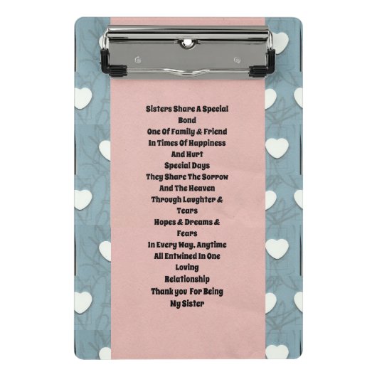 Schwester Marshmallow Herz Mini Klemmbrett (Vorderseite)