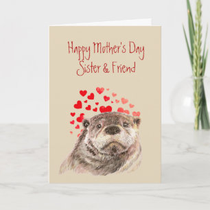 Schwester Muttertag Liebe mein Herz Süßer Otter Feiertagskarte