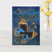 Schwester, Muttertagskarte mit Schmetterlingen Karte (Gelbe Blume)