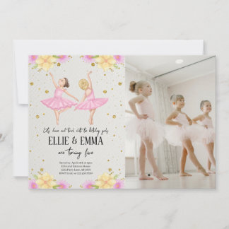 Schwester oder Twin Ballerina Foto Einladung