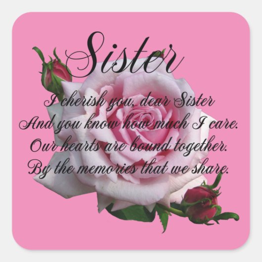 SCHWESTER QUADRATISCHER AUFKLEBER (Vorderseite)