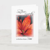 Schwester, Red Blume Beileid Karte (Vorderseite)