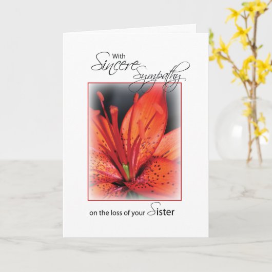 Schwester, Red Blume Beileid Karte (Gelbe Blume)