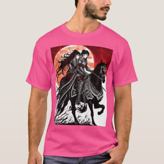 Schwester reitet auf einem Kriegerpferd lustig T-Shirt