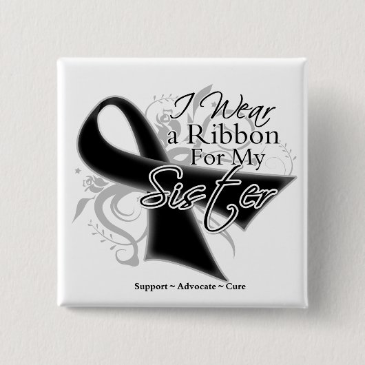 Schwester Ribbon - Melanom Hautkrebs Button (Vorderseite)