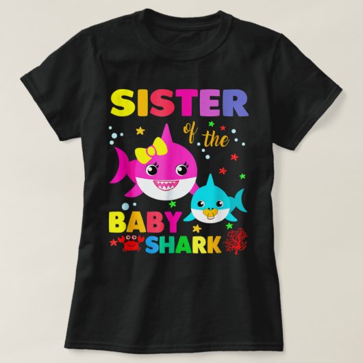 Schwester Shark Sister Hai Familie Muttertag T-Shirt (Design vorne)