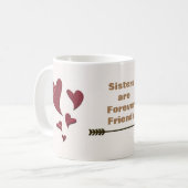 Schwester sind Forever Friends Gold Arrow Red Hear Kaffeetasse (Vorderseite Links)