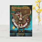 Schwester Steempunk Fee, Zähne und Uhren Karte (Gelbe Blume)