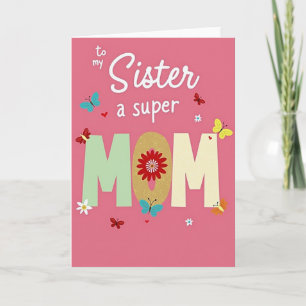 Schwester Super-Mama Blumenkarte Karte