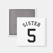 Schwester Team Trikot # 5 Handball Mädchen Fußball Magnet (Vorderseite/Rückseite)